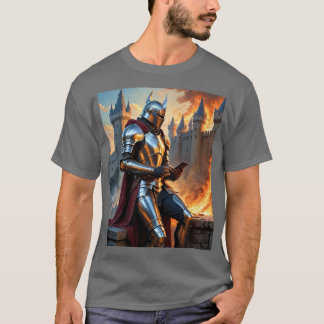 T-shirt Drôle Chevalier Médiéval Sur Téléphone Tee