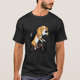 T-shirt Drôle chien beagle sur vélo quirky drôle ennuyeux
