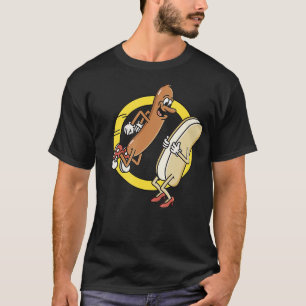 T-shirt Drôle Chien Chaud Qui Saute Dans Un Bun
