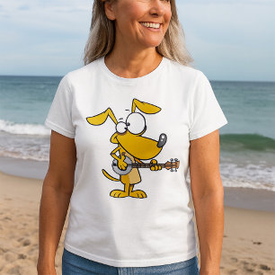 T-shirt Drôle Chien Jouant Banjo Musique
