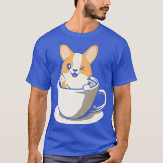 T-shirt Drôle Chien Maman Cute Corgi Dans La Coupe Du Café