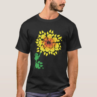 T-shirt Drôle Chien Sunflower Empreinte de patte Cadeau Am