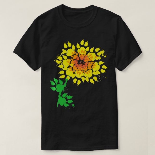 T-shirt Drôle chien tournesol Empreinte de patte Amoureux  (Design devant)