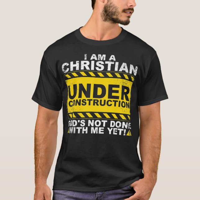 T-shirt Drôle Chrétien en construction Cadeau Catholique M (Devant)