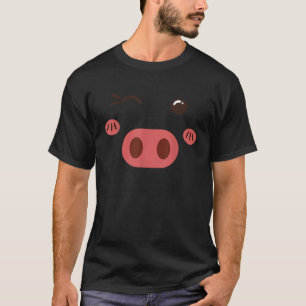 T-shirt Drôle Cochon rose visage Kawaii Wink Eye mignonne