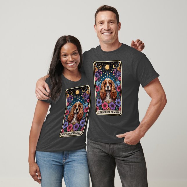 T-shirt Drôle Cocker Spaniel Tarot Card (Unisexe)
