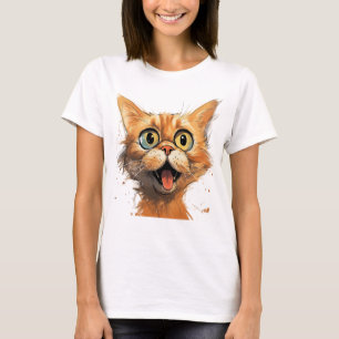 T-shirt Drôle Comic Caricature Chat