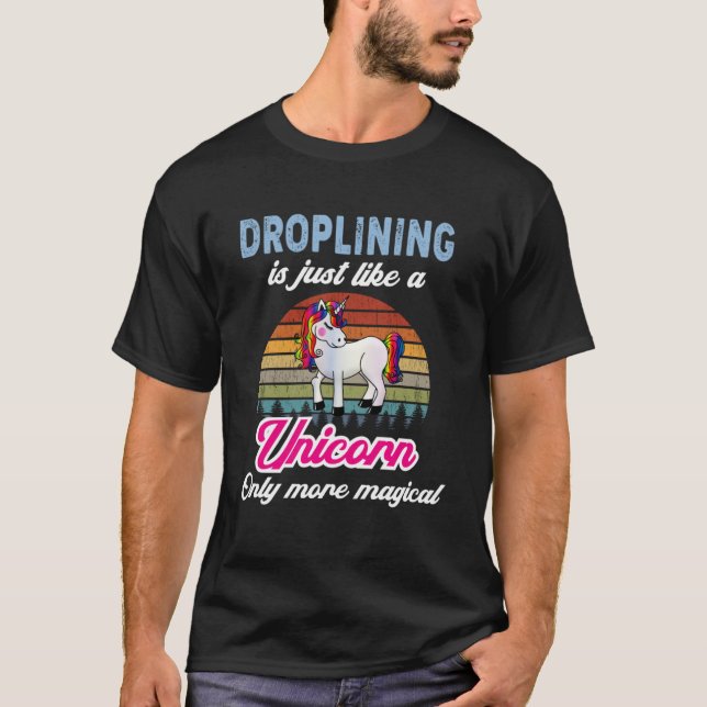 T-shirt Drôle Conception Droplining Retro Unicorn Soleil V (Devant)