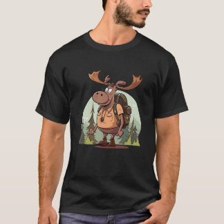 T-shirt Drôle Cool Moose Hiker