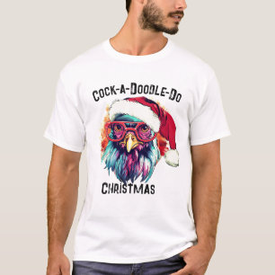 T-shirt Drôle Coq Tee, Cock-a-Doodle-Do Noël