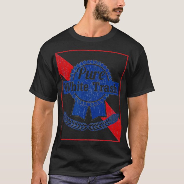 T-shirt Drôle cou rouge, Pure Blancs  (Devant)
