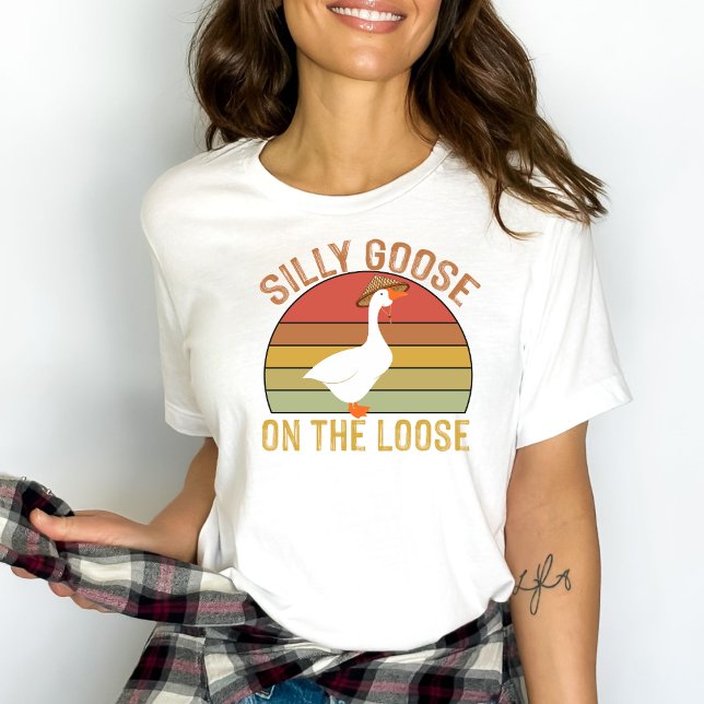 T-shirt Drôle Coucher de soleil Silly Goose sur le Loose (Créateur téléchargé)