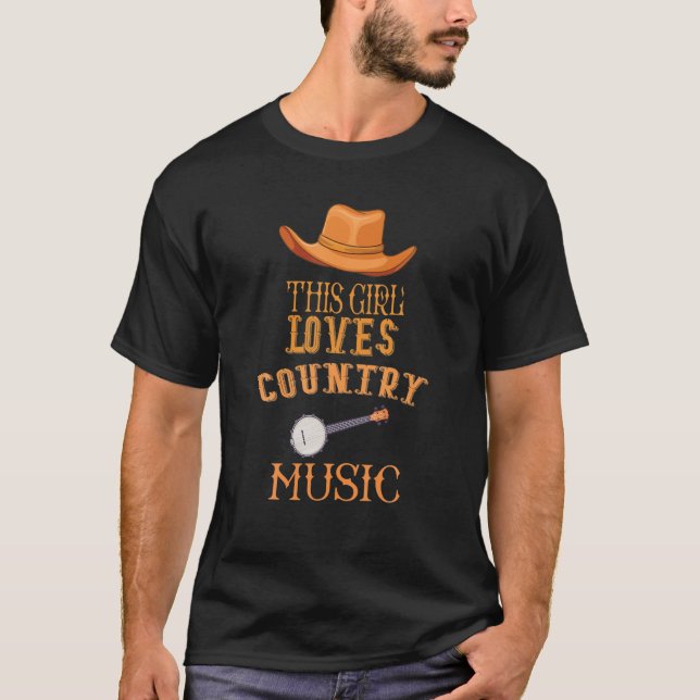 T-shirt Drôle Cowgirl Musique Casquette Amoureux Cette Fil (Devant)