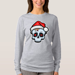 T-shirt Drôle crâne de Noël, style de dessin