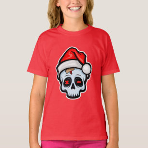 T-shirt Drôle crâne de Noël, style de dessin