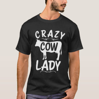 T-shirt Drôle Crazy Vache Lady Vache Cadeau Pour Filles Am