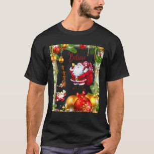 T-shirt Drôle Croire Au Père Noël Chapeau Noël Avec Citati