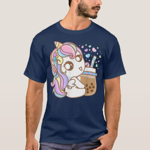 T-shirt Drôle Cute Kawaii Unicorn Boba Tea Bubble Tea Anim