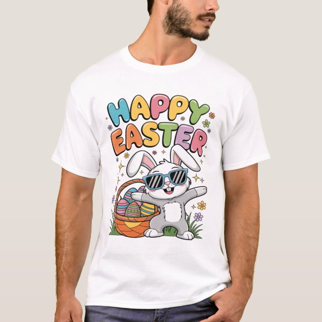 T-shirt Drôle Dabbing Bunny Pâques Joyeux Pâques (Devant)