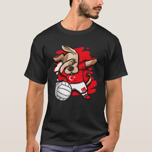 T-shirt Drôle Dabbing Chien Turquie Volleyball Fans Jersey (Devant)