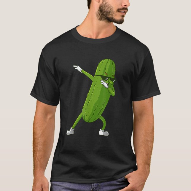 T-shirt Drôle Dabbing Pickle Cadeau Cute Dancing Cucumber  (Devant)