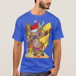 T-shirt Drôle Dabbing Reindeer Hawaii été Joyeux Noël