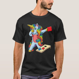 T-shirt Drôle Dabbing Unicorn Cornhole Girls Corn Hole Un