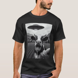 T-shirt Drôle d'alien vache enlèvement UFO selfie