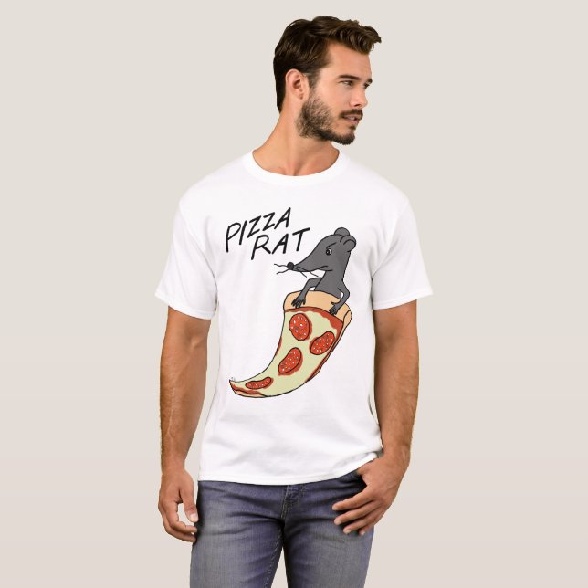 T-shirt drôle d'amant de pizza de T-shirt de rat (Devant entier)