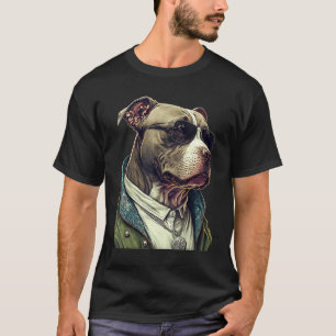 T-shirt Drôle d'American Pit Bull Terrier portant des lune