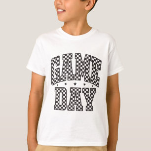 T-shirt Drôle damier jour de match Footll noir blanc cadea