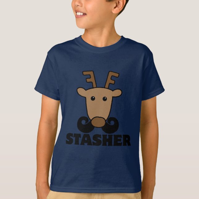 T-shirt drôle dasher stasher mustache rennes (Devant)