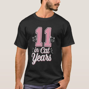 T-shirt Drôle de 11 ans en années de chat, Thème de chats