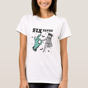 T-shirt Drôle de 67 mème squelette effrayant six sept Gen 