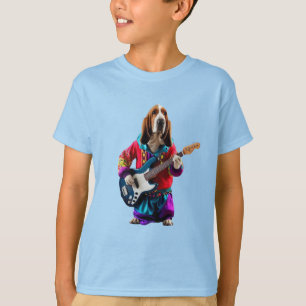 T-shirt drôle de Basset Hound Rock Star