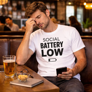 T-Shirt Drôle de Batterie Sociale Faible pour Intr