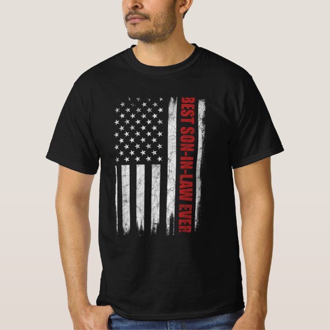 T-shirt Drôle de beau-fils toujours meilleur drapeau améri (Devant)