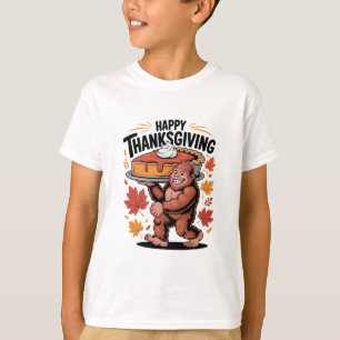 T-shirt Drôle de Bigfoot Pumpkin Pie Joyeux Thanksgiving H
