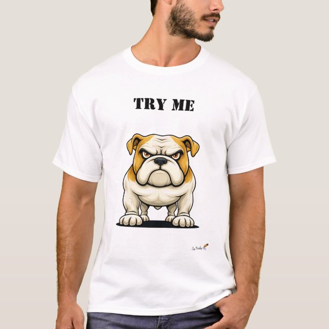 T-shirt drôle de bouledogue grincheux (Devant)