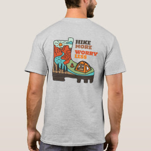 T-shirt drôle de camping 'Hike More Worry Less'