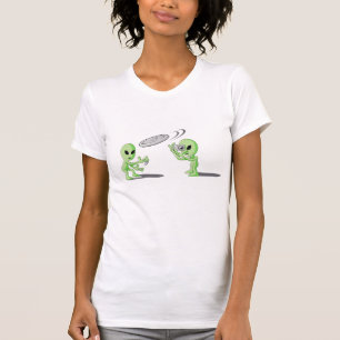 T-shirt drôle de canular d'UFO de frisbee d'alien