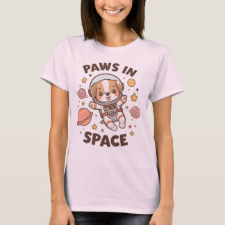 T-shirt drôle de chat astronaute Pattes dans l'esp