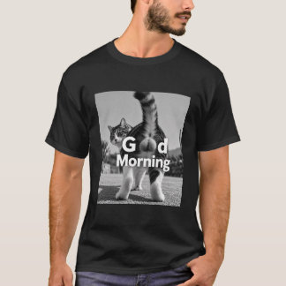 T-shirt drôle de chat de bon matin Chat noir et bl