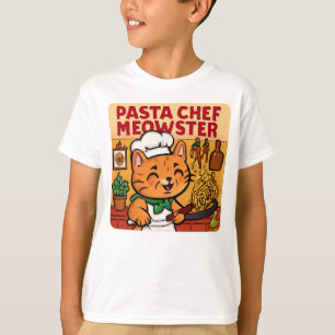 T-shirt Drôle de chat de chef italien cuisine des pâtes