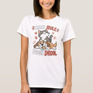 T-shirt drôle de chat de dessin animé félin vs hum