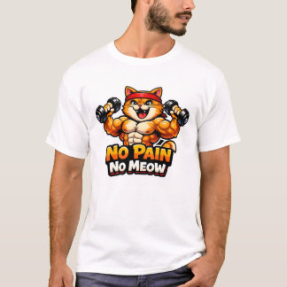 T-shirt drôle de chat de gym – Pas de douleur, pas