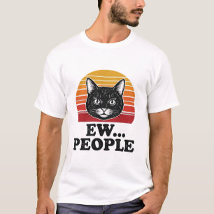 T-shirt drôle de chat noir Ew personnes rétro couc