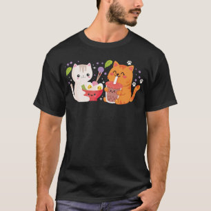 T-shirt drôle de chats de ramen de boba kawaii ani