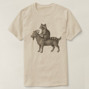 T-shirt drôle de chèvre à cheval sur un raton lave
