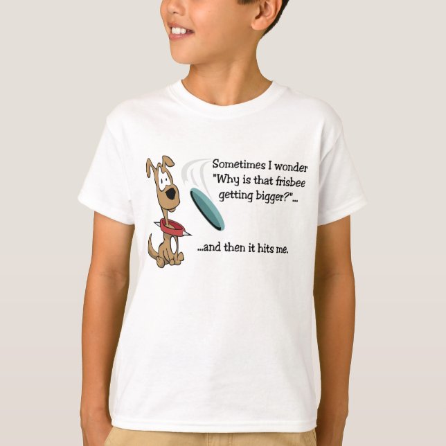 T-shirt drôle de chien de frisbee (Devant)